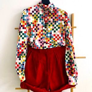 Vintage Multicolor Checkered Blouse